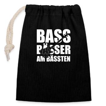 Bass Player Gift BASS BÄSSER AM BÄSSTEN Bassist - Verschließbarer Geschenkbeutel aus Baumwolle (14x20cm) - Schwarz - Vorne