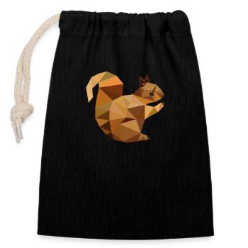 squirrel - Closable cotton gift bag (14x20cm) - black - Front