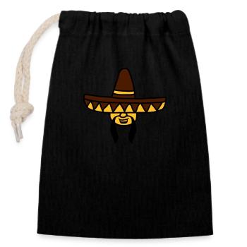 head face mexican funny south america sombrero - Closable cotton gift bag (14x20cm) - black - Front