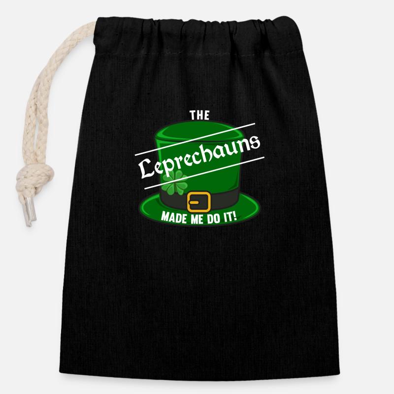 Funny Leprechaun shirt for St. Patrick's Day - Closable cotton gift bag (14x20cm) - black