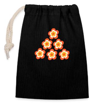 des années 70 motif de fleur - Sac cadeau en coton avec cordon (14 x 20 cm) - noir - Devant