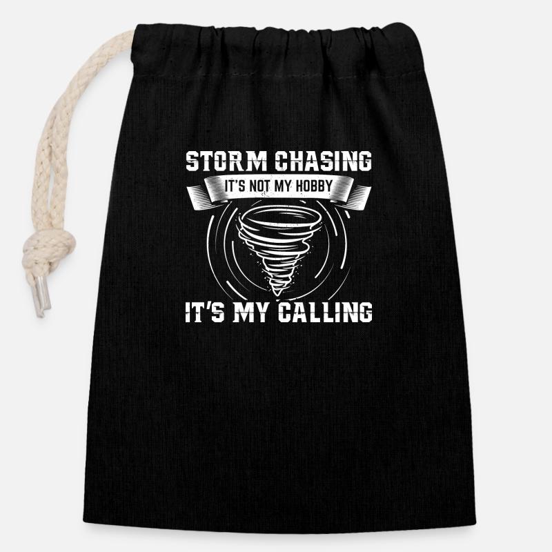 Storm Spotter | Storm Chasers Storm Warnings Gift - Closable cotton gift bag (14x20cm) - black