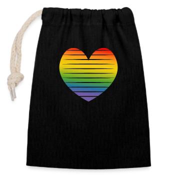 cœur arc-en-ciel coupé LGBT lgbtqi queer - Sac cadeau en coton avec cordon (14 x 20 cm) - noir - Devant