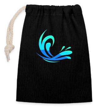 Water - Closable cotton gift bag (14x20cm) - black - Front