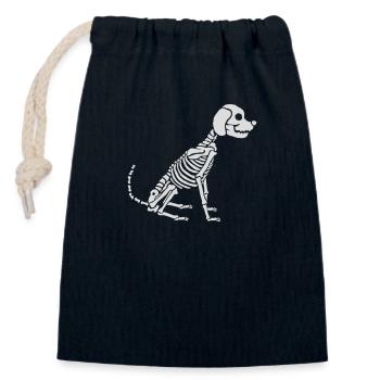 Skeleton Dog Halloween Design - Closable cotton gift bag (14x20cm) - navy - Front