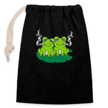 Joint smoke 2 frogs - Closable cotton gift bag (14x20cm) - black - Front