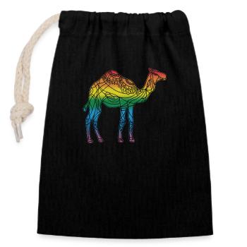 Chameau - Sac cadeau en coton avec cordon (14 x 20 cm) - noir - Devant