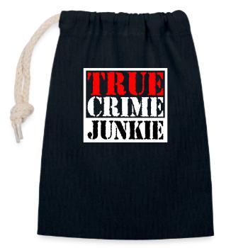True Crime Junkie | Farben änderbar - Verschließbarer Geschenkbeutel aus Baumwolle (14x20cm) - Navy - Vorne