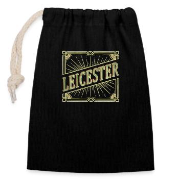 Leicester England UK City Font Vintage Retro - Closable cotton gift bag (14x20cm) - black - Front