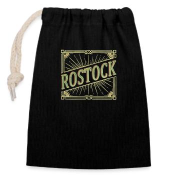 Rostock Deutschland Stadt Schrift Vintage Retro - Verschließbarer Geschenkbeutel aus Baumwolle (14x20cm) - Schwarz - Vorne