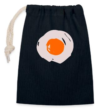 œuf au plat - Sac cadeau en coton avec cordon (14 x 20 cm) - bleu marine - Devant
