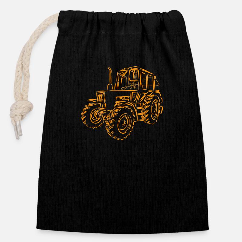 Traktor Belarus MTS 82 - Verschließbarer Geschenkbeutel aus Baumwolle (14x20cm) - Schwarz