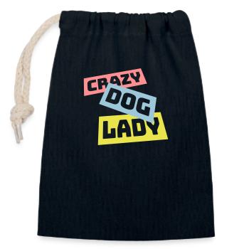 crazy dog lady quote - Closable cotton gift bag (14x20cm) - navy - Front