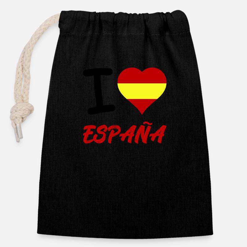 I Love Espana - Verschließbarer Geschenkbeutel aus Baumwolle (14x20cm) - Schwarz