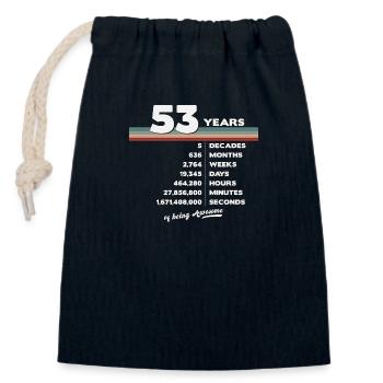 53. Geburtstag Vintage 53 Jahre alt Retro 636 - Verschließbarer Geschenkbeutel aus Baumwolle (14x20cm) - Navy - Vorne
