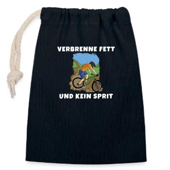 Verbrenne Fett und kein Sprit Eine nachhaltige Art - Verschließbarer Geschenkbeutel aus Baumwolle (14x20cm) - Navy - Vorne