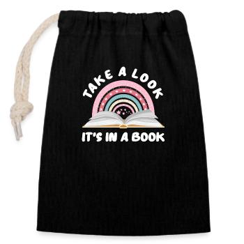 Books Book Reading Reading Bookworm Bookworm Bookaholic - Closable cotton gift bag (14x20cm) - black - Front
