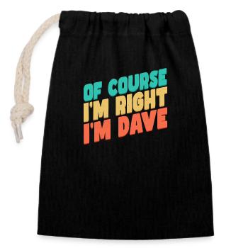 I'm Dave - Closable cotton gift bag (14x20cm) - black - Front