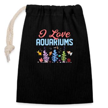 I Love Aquariums Aquarium Owner Fish Keeping - Verschließbarer Geschenkbeutel aus Baumwolle (14x20cm) - Schwarz - Vorne