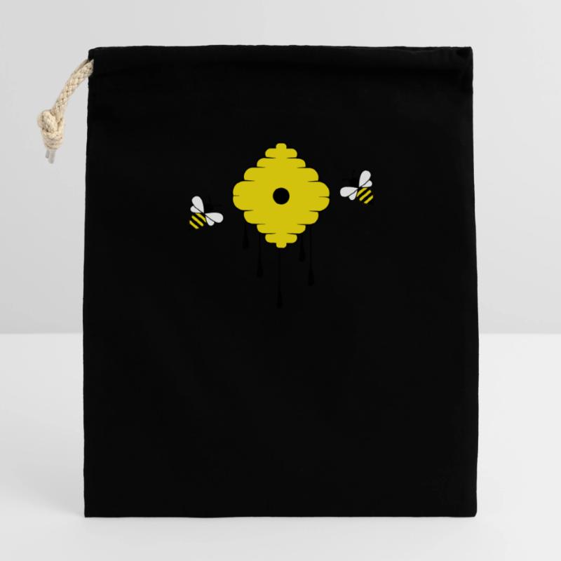 Abeilles Sac cadeau en coton avec cordon (14 x 20 cm)