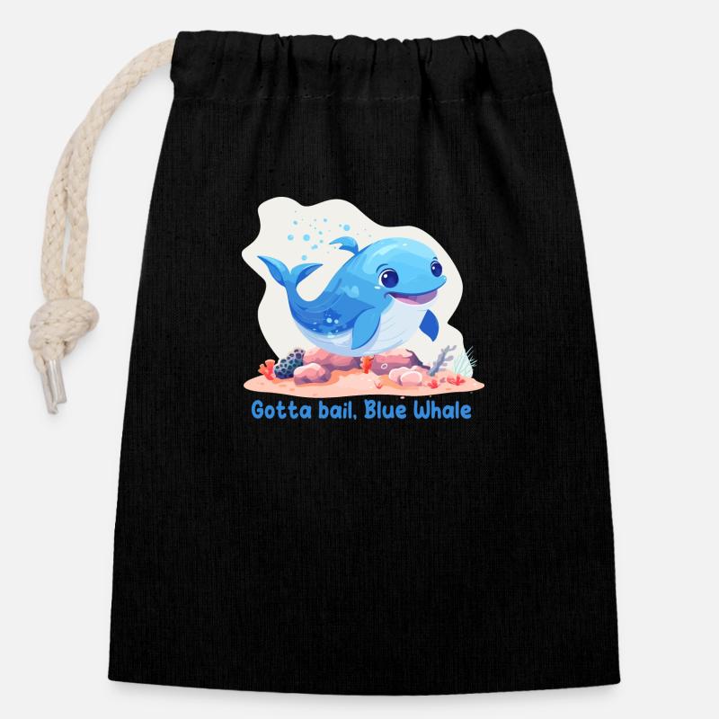 Gotta bail, Blue Whale - Sac cadeau en coton avec cordon (14 x 20 cm) - noir