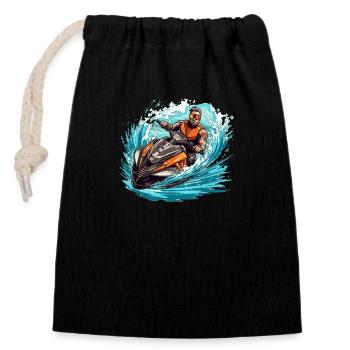 Jet Ski Gift - Closable cotton gift bag (14x20cm) - black - Front