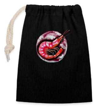 Enkaustikmalerei Shrimps - Verschließbarer Geschenkbeutel aus Baumwolle (14x20cm) - Schwarz - Vorne