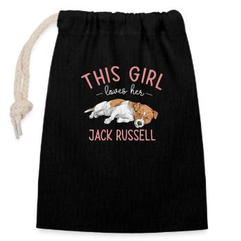 Jack Russell Terrier - Sac cadeau en coton avec cordon (14 x 20 cm) - noir - Devant