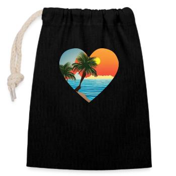 Palm Island Summer Holiday Sun Palm Beach - Closable cotton gift bag (14x20cm) - black - Front