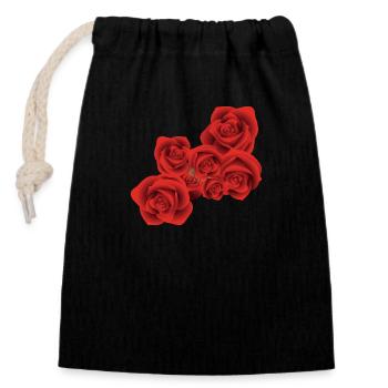 Rote Rose - Verschließbarer Geschenkbeutel aus Baumwolle (14x20cm) - Schwarz - Vorne