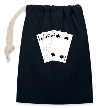 Cartes à jouer - Sac cadeau en coton avec cordon (14 x 20 cm) - bleu marine - Devant