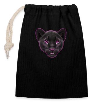 Pink Baby Panther | Baby Panther Head - Closable cotton gift bag (14x20cm) - black - Front