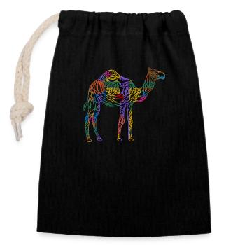 Chameau - Sac cadeau en coton avec cordon (14 x 20 cm) - noir - Devant