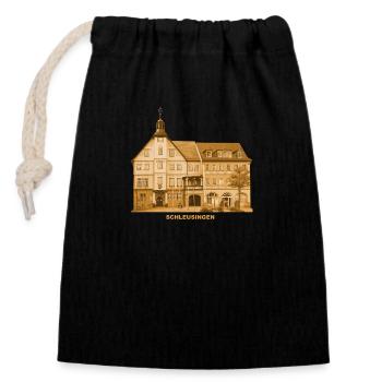 Hôtel de ville de Schleusingen Hildburghausen Thuringe - Sac cadeau en coton avec cordon (14 x 20 cm) - noir - Devant