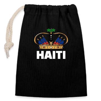 Haiti Haitian Flagge Frau Prinzessin I Geschenk - Verschließbarer Geschenkbeutel aus Baumwolle (14x20cm) - Schwarz - Vorne