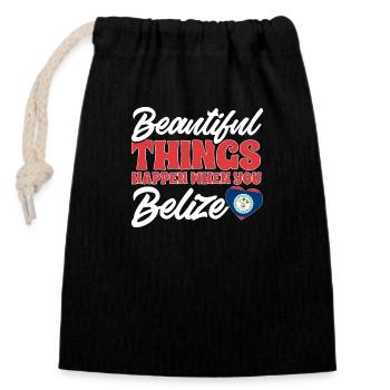 Belize Flagge Belizer - Verschließbarer Geschenkbeutel aus Baumwolle (14x20cm) - Schwarz - Vorne