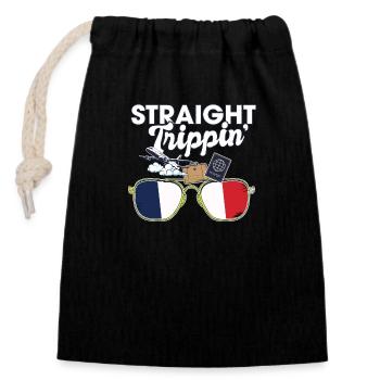 Straight Trippin' France Vacation Tour Travel - Verschließbarer Geschenkbeutel aus Baumwolle (14x20cm) - Schwarz - Vorne
