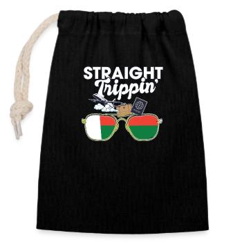 Straight Trippin' Madagascar Vacances Tour Voyage - Sac cadeau en coton avec cordon (14 x 20 cm) - noir - Devant