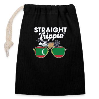 Straight Trippin' Maldives Vacation Tour Travel - Closable cotton gift bag (14x20cm) - black - Front