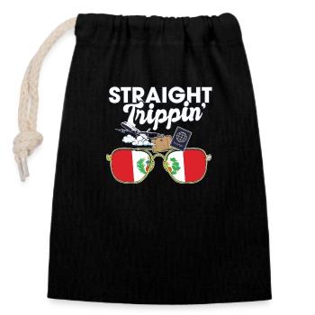 Straight Trippin' Peru Vacation Tour Travel Trip - Closable cotton gift bag (14x20cm) - black - Front