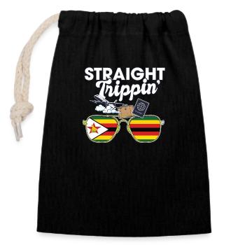 Straight Trippin' Zimbabwe Vacances Tour Voyage - Sac cadeau en coton avec cordon (14 x 20 cm) - noir - Devant