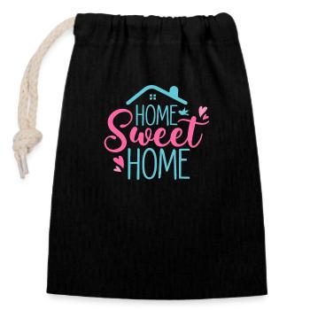 Home Sweet Home Housewarming House Owner - Closable cotton gift bag (14x20cm) - black - Front
