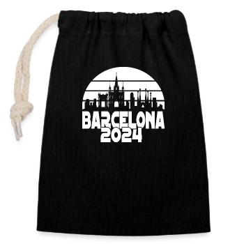 Barcelone 2024 - Sac cadeau en coton avec cordon (14 x 20 cm) - noir - Devant