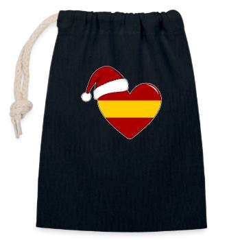 Drapeau Espagne coeur de Noël - Sac cadeau en coton avec cordon (14 x 20 cm) - bleu marine - Devant
