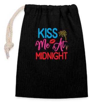 Embrasse-moi à minuit - Sac cadeau en coton avec cordon (14 x 20 cm) - noir - Devant