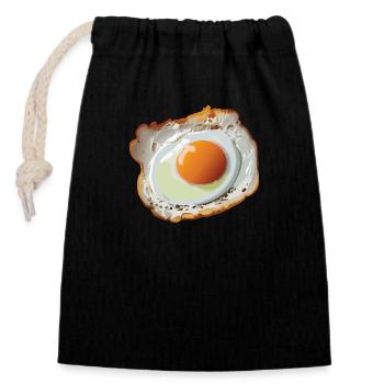 Fried egg - Closable cotton gift bag (14x20cm) - black - Front