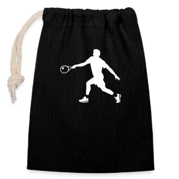 Silhouette de joueur de tennis - Sac cadeau en coton avec cordon (14 x 20 cm) - noir - Devant