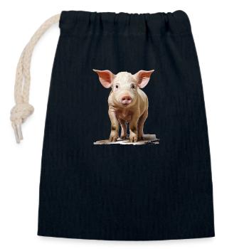 Kleines putziges Ferkel - Verschließbarer Geschenkbeutel aus Baumwolle (14x20cm) - Navy - Vorne