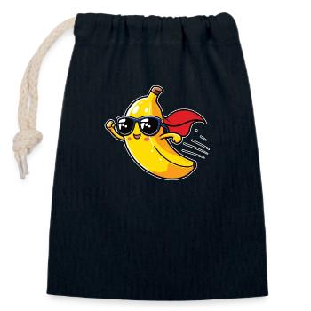 Banana superhero - Closable cotton gift bag (14x20cm) - navy - Front