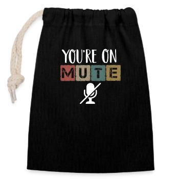 Retro You re On Mute Funny Gifts Vintage - Closable cotton gift bag (14x20cm) - black - Front